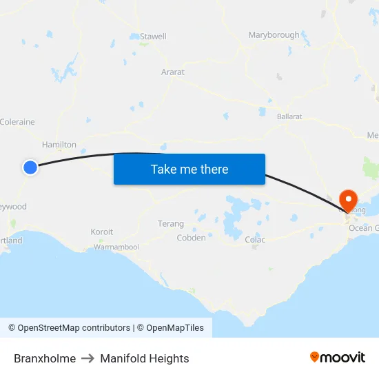 Branxholme to Manifold Heights map