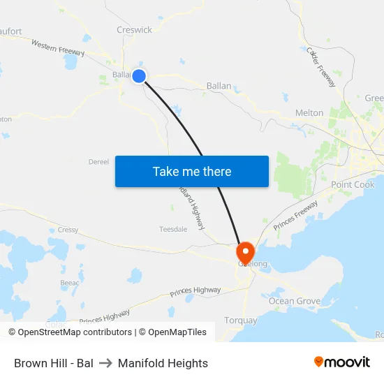 Brown Hill - Bal to Manifold Heights map