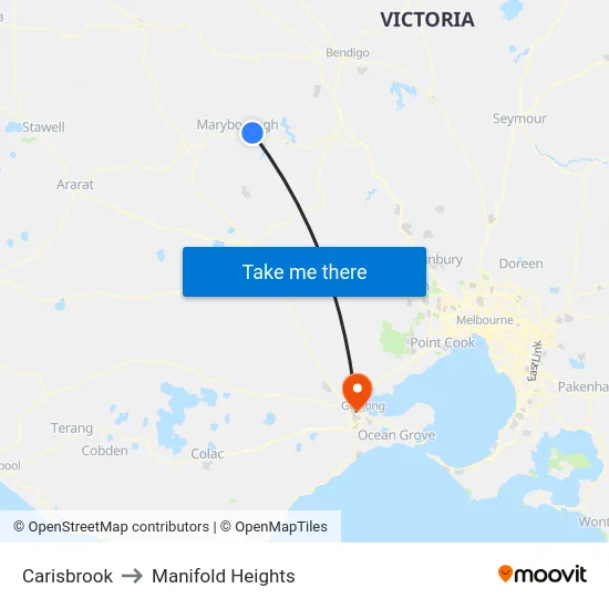 Carisbrook to Manifold Heights map