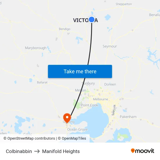 Colbinabbin to Manifold Heights map