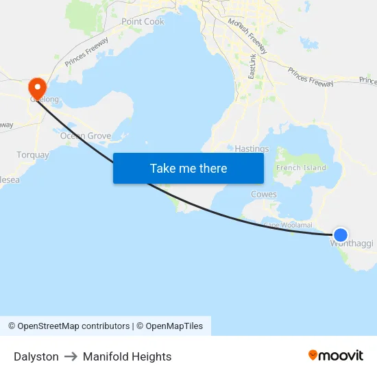 Dalyston to Manifold Heights map