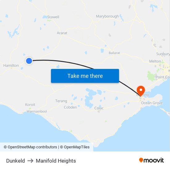 Dunkeld to Manifold Heights map