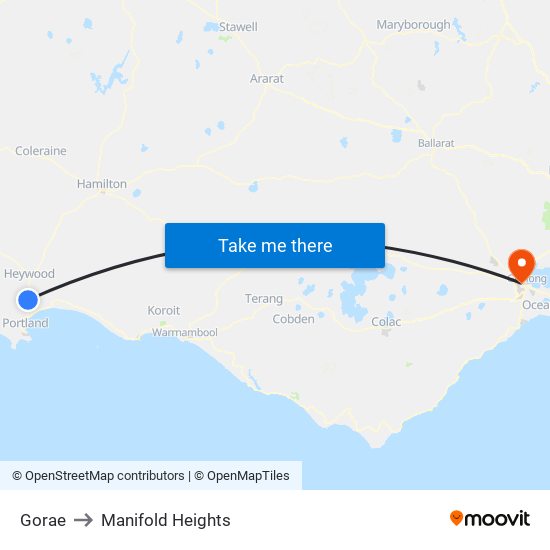 Gorae to Manifold Heights map