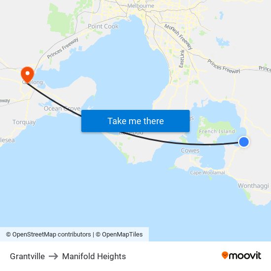 Grantville to Manifold Heights map