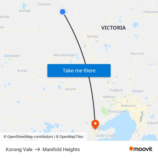 Korong Vale to Manifold Heights map