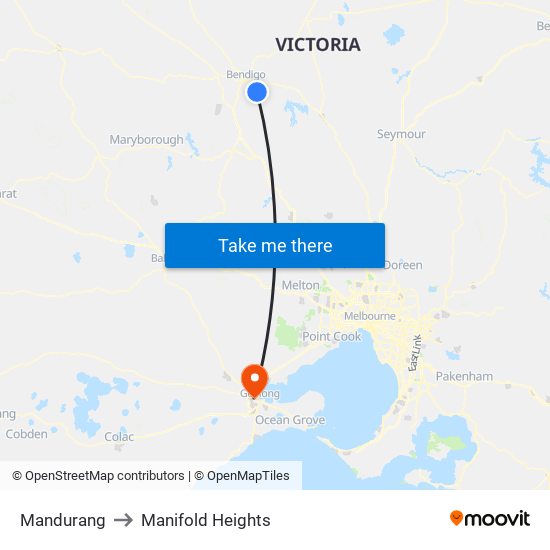 Mandurang to Manifold Heights map