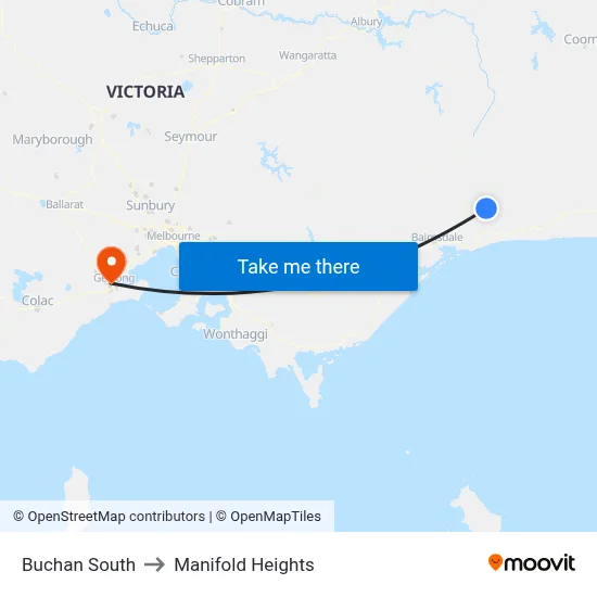 Buchan South to Manifold Heights map