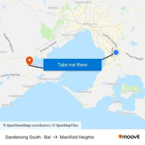 Dandenong South - Bal to Manifold Heights map