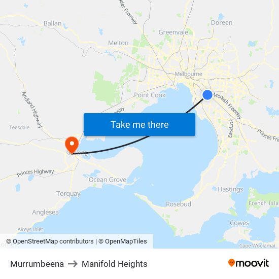 Murrumbeena to Manifold Heights map