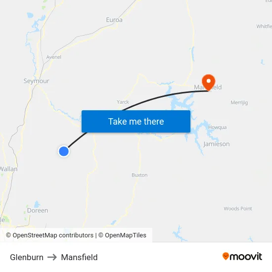 Glenburn to Mansfield map