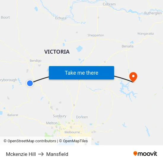 Mckenzie Hill to Mansfield map