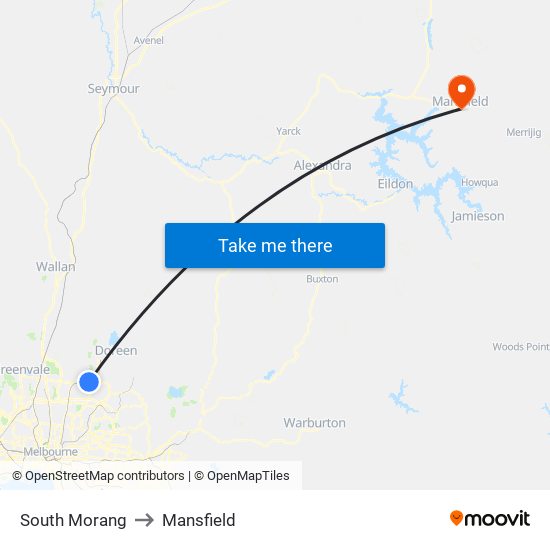 South Morang to Mansfield map