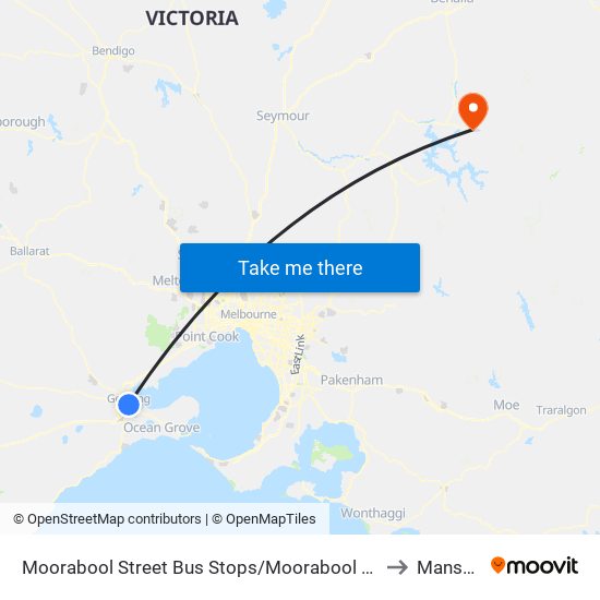 Moorabool Street Bus Stops/Moorabool St (Geelong) to Mansfield map