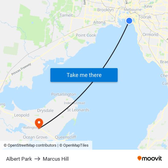 Albert Park to Marcus Hill map