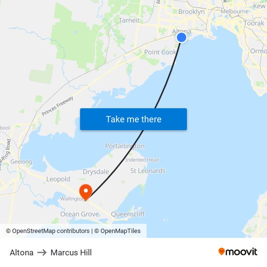 Altona to Marcus Hill map