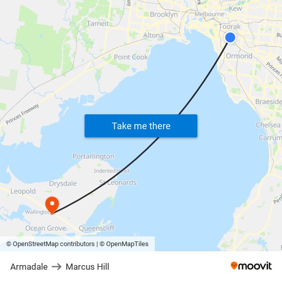 Armadale to Marcus Hill map