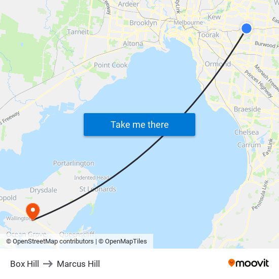 Box Hill to Marcus Hill map