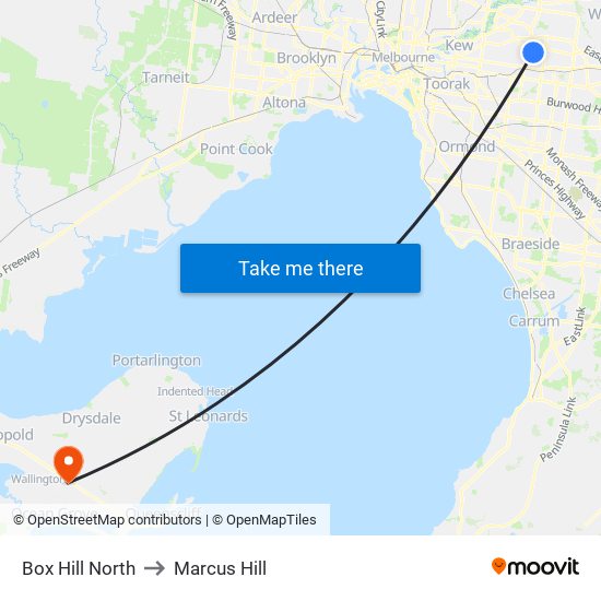 Box Hill North to Marcus Hill map