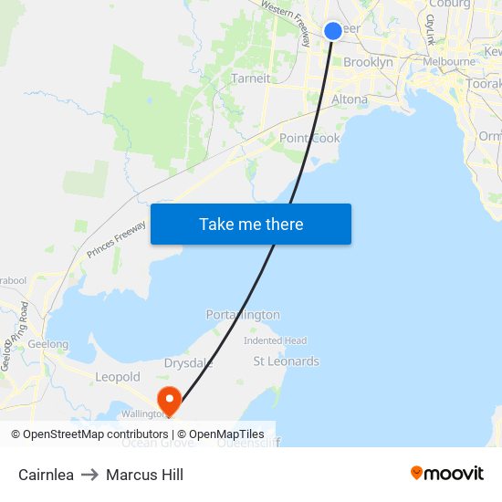 Cairnlea to Marcus Hill map