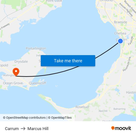 Carrum to Marcus Hill map