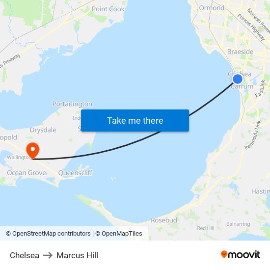 Chelsea to Marcus Hill map