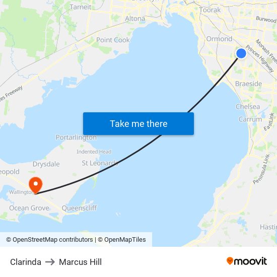 Clarinda to Marcus Hill map