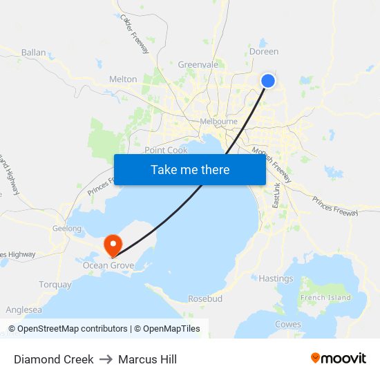 Diamond Creek to Marcus Hill map