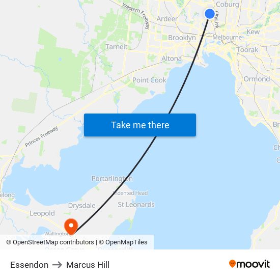 Essendon to Marcus Hill map