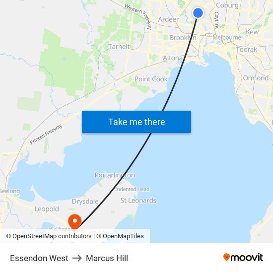 Essendon West to Marcus Hill map