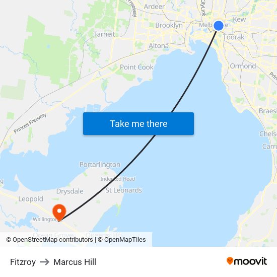 Fitzroy to Marcus Hill map