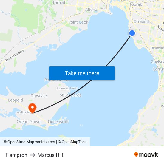 Hampton to Marcus Hill map