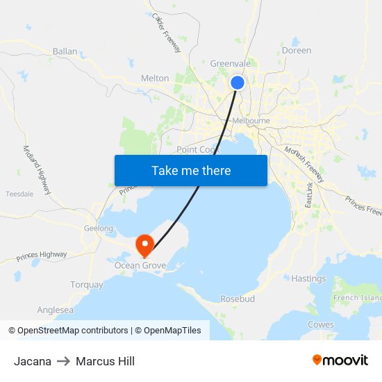 Jacana to Marcus Hill map