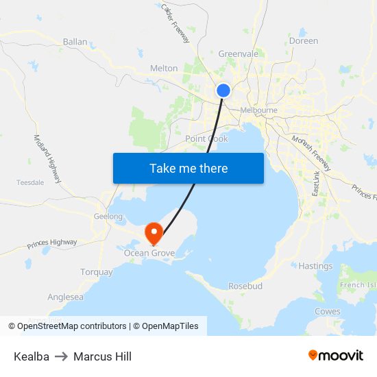 Kealba to Marcus Hill map