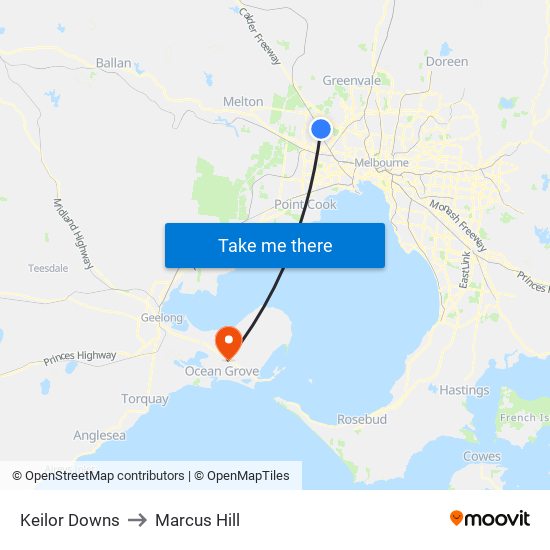 Keilor Downs to Marcus Hill map