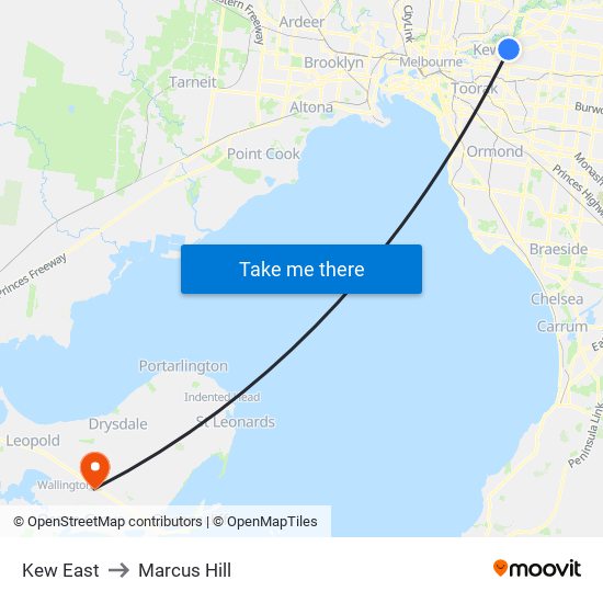 Kew East to Marcus Hill map