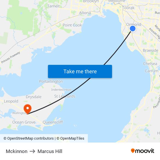 Mckinnon to Marcus Hill map