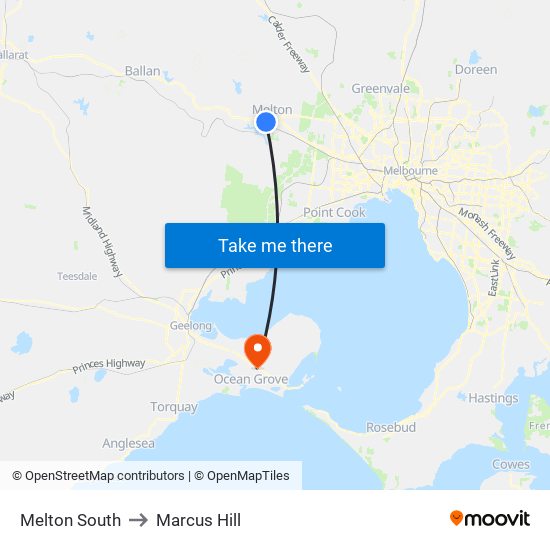 Melton South to Marcus Hill map