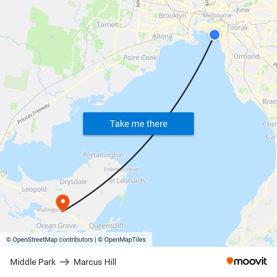 Middle Park to Marcus Hill map