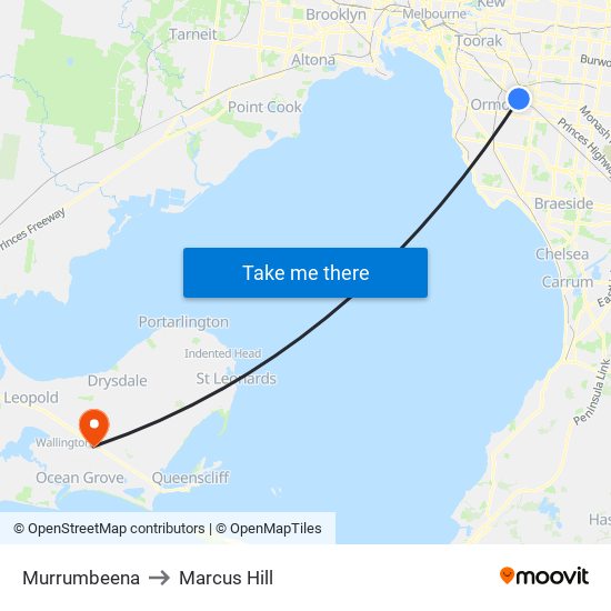 Murrumbeena to Marcus Hill map