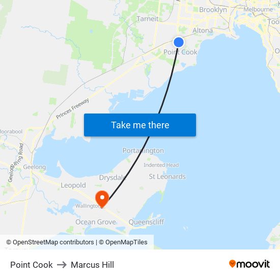 Point Cook to Marcus Hill map