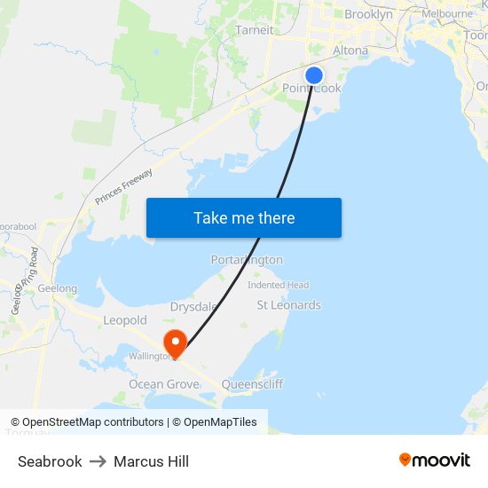 Seabrook to Marcus Hill map