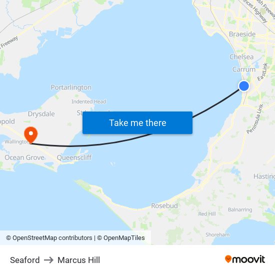 Seaford to Marcus Hill map