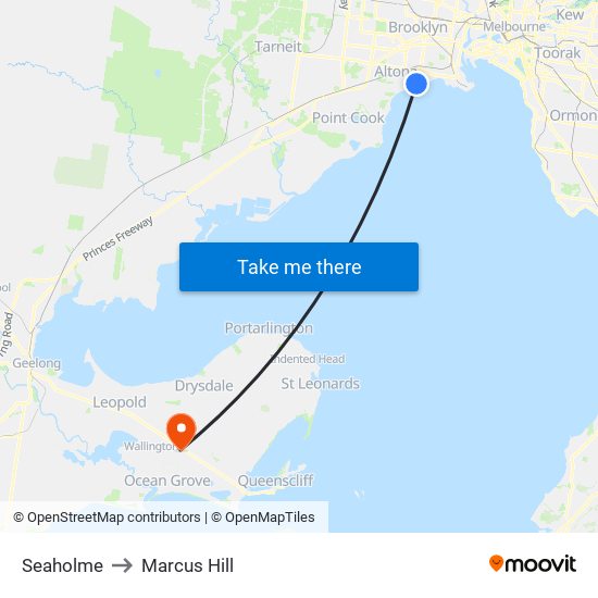 Seaholme to Marcus Hill map