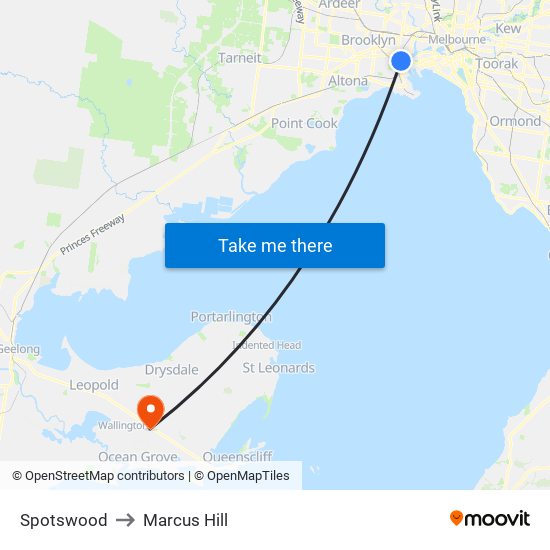 Spotswood to Marcus Hill map