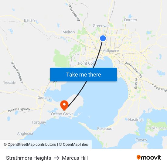 Strathmore Heights to Marcus Hill map