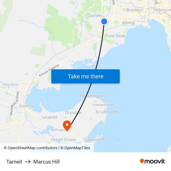 Tarneit to Marcus Hill map