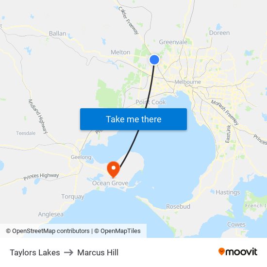 Taylors Lakes to Marcus Hill map