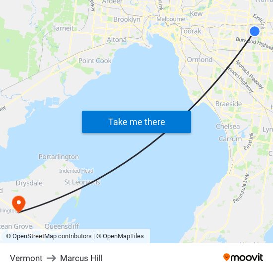 Vermont to Marcus Hill map