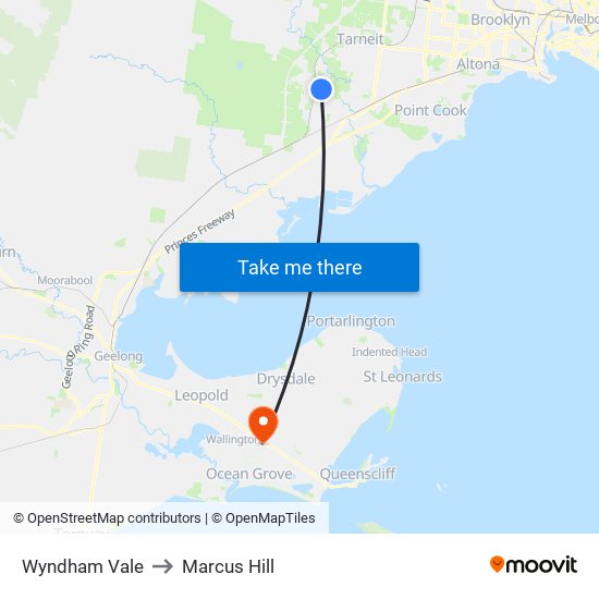 Wyndham Vale to Marcus Hill map