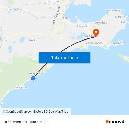 Anglesea to Marcus Hill map